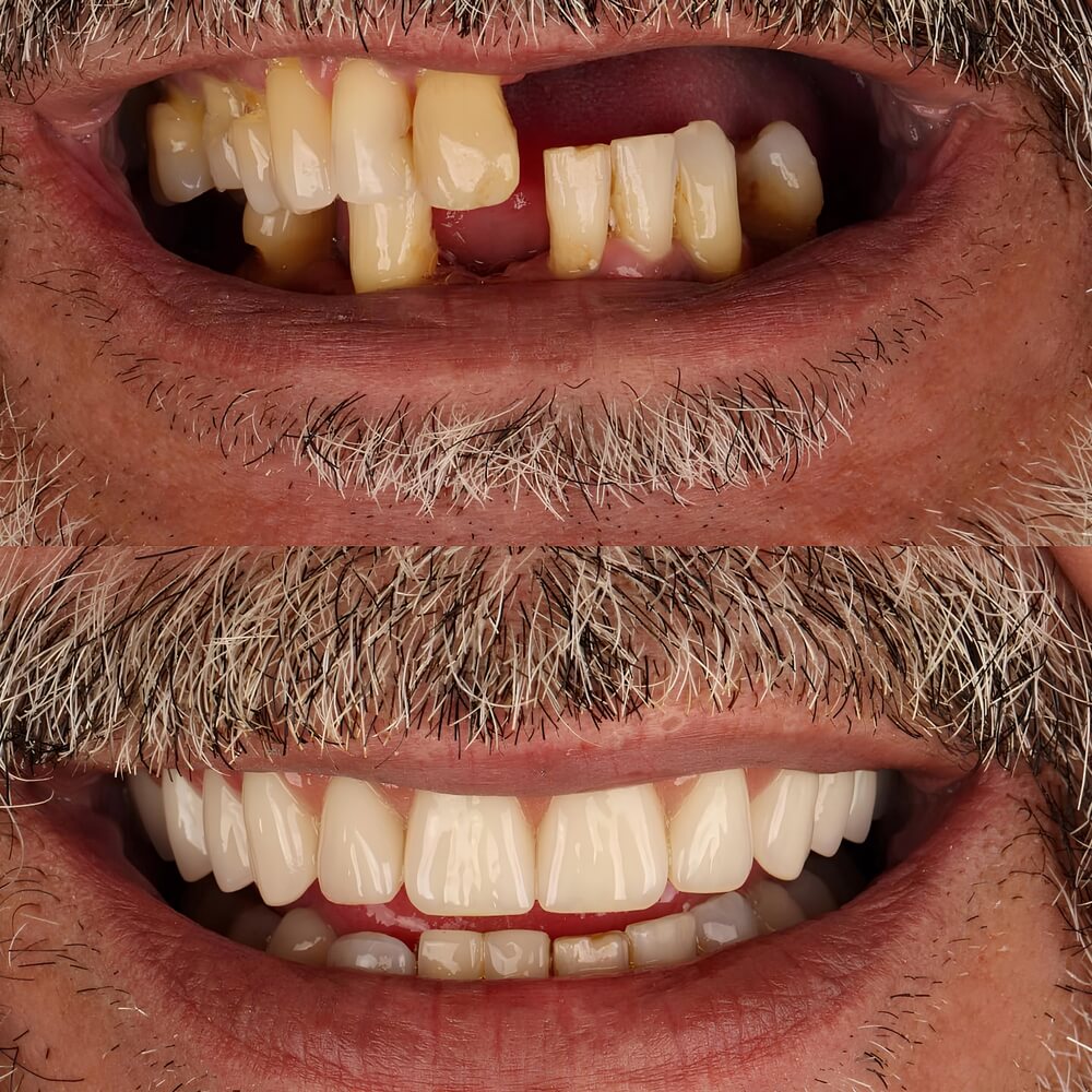 Before and after dental implants - Full-mouth reconstruction
